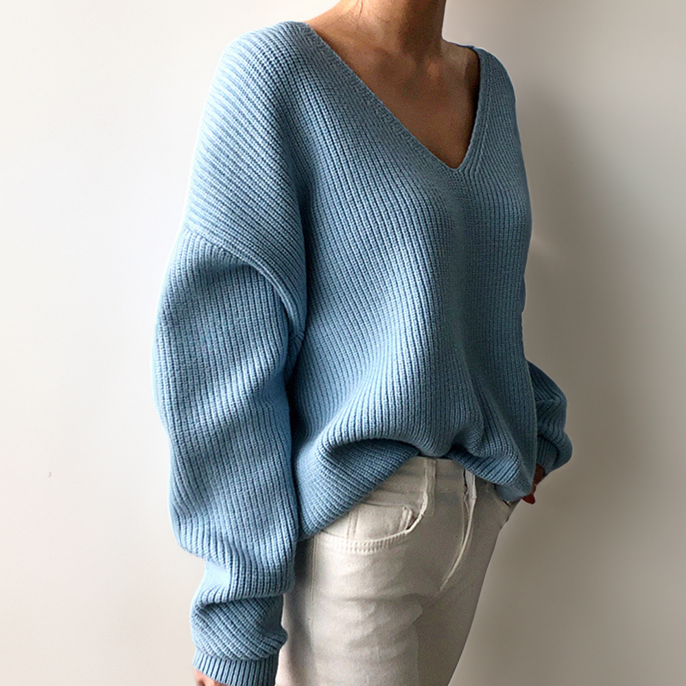 Women's V-Neck Ribbed Knit Jumper | Casual