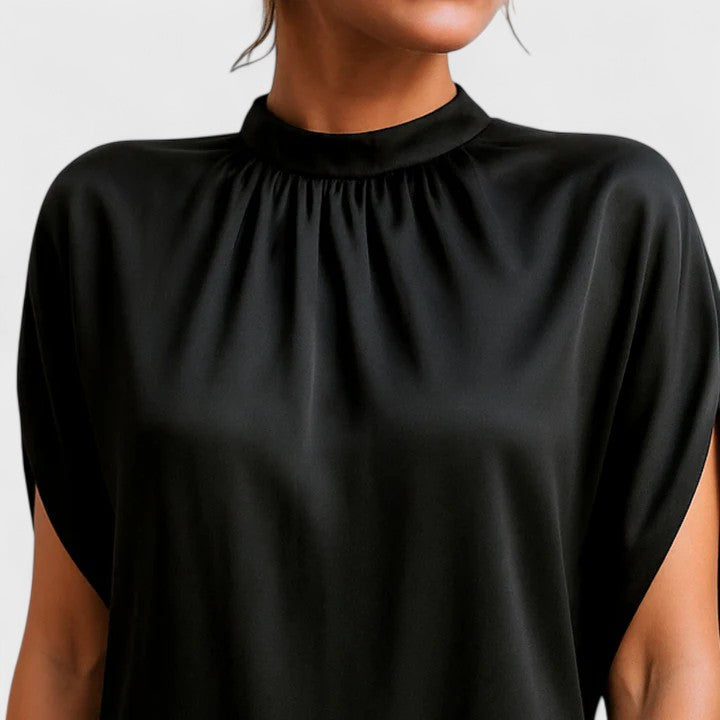 Women's Elegant Black Mock Neck Evening Party Dress | Mini