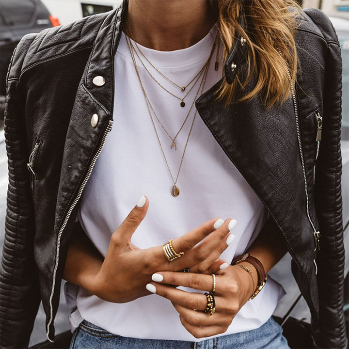 Women's Zip Up Black Moto Jacket | Winter