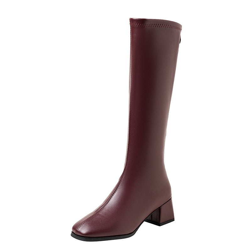 Women's Block Heel Knee High Boots | Slip On