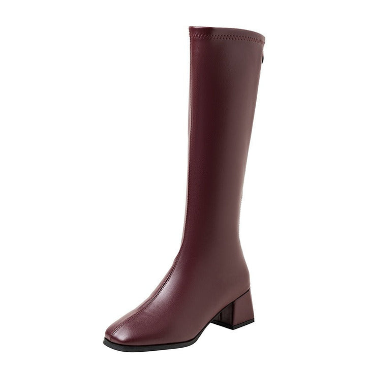 Women's Block Heel Knee High Boots | Slip On