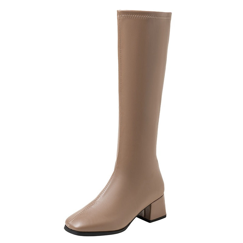 Women's Block Heel Knee High Boots | Slip On