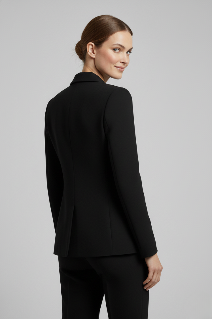 Women’s Elegant Double-Breasted Blazer with Gold-Tone Button Details | Formal