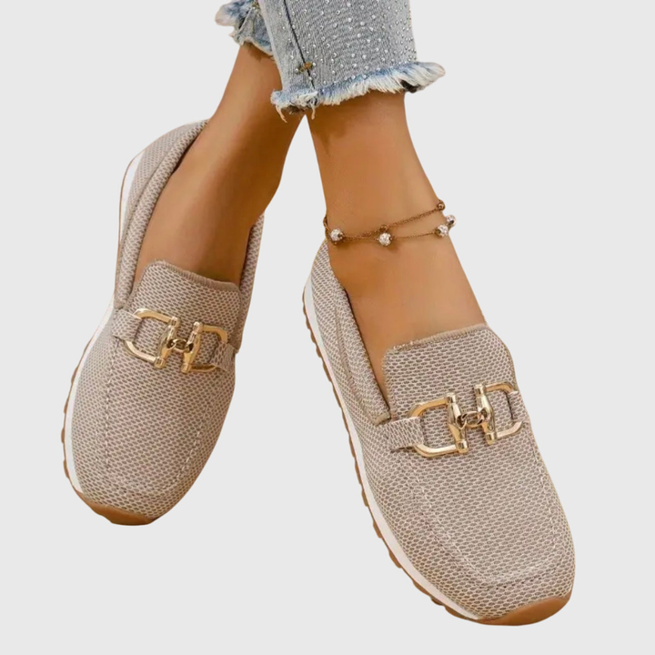Women's Buckle Detail Work Flat Loafers | Slip On