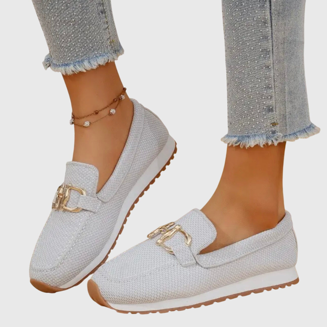 Women's Buckle Detail Work Flat Loafers | Slip On