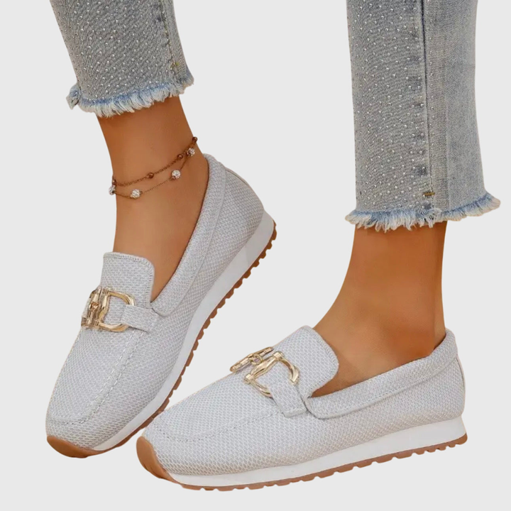 Women's Buckle Detail Work Flat Loafers | Slip On