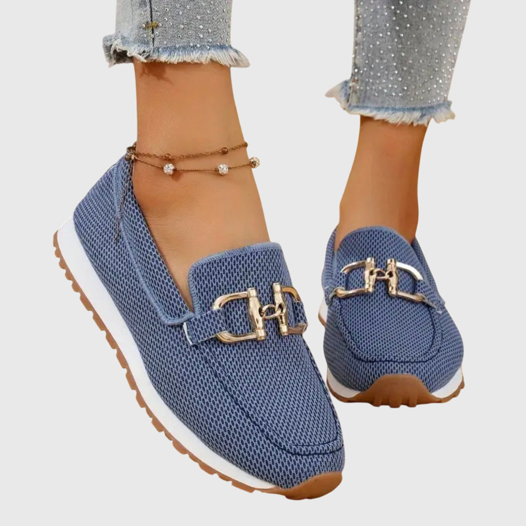Women's Buckle Detail Work Flat Loafers | Slip On