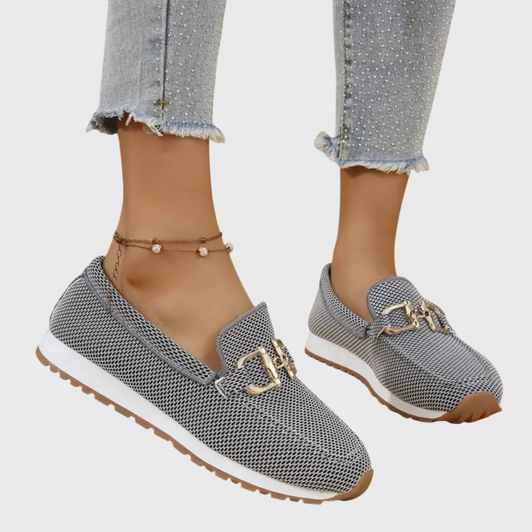 Women's Buckle Detail Work Flat Loafers | Slip On