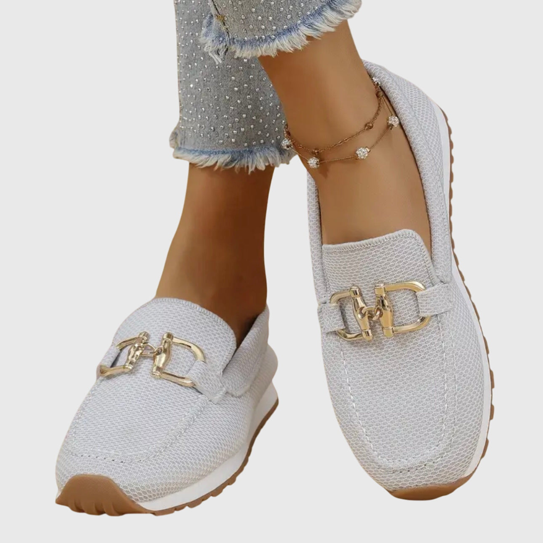 Women's Buckle Detail Work Flat Loafers | Slip On