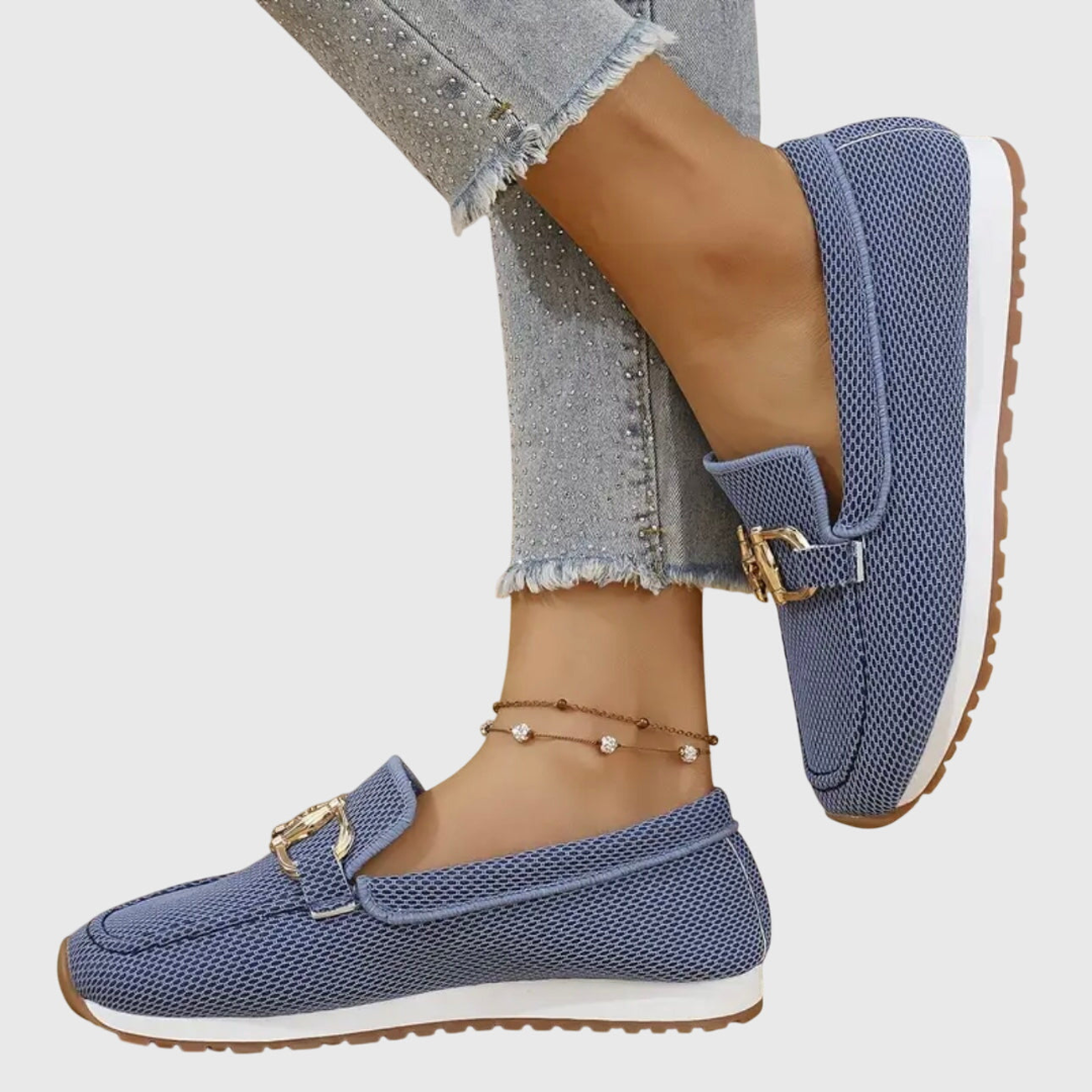Women's Buckle Detail Work Flat Loafers | Slip On