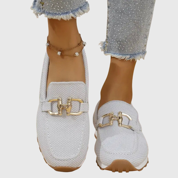 Women's Buckle Detail Work Flat Loafers | Slip On