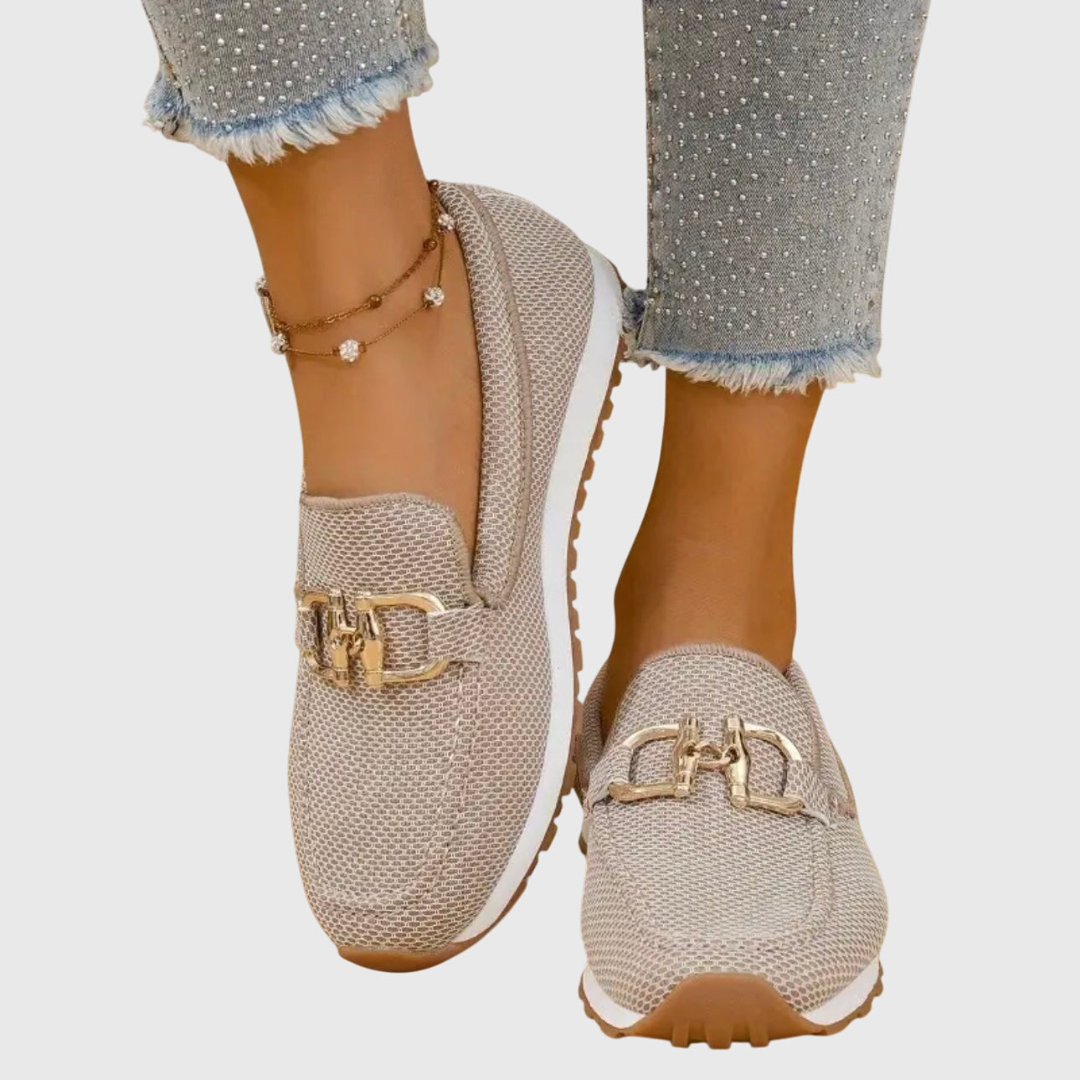 Women's Buckle Detail Work Flat Loafers | Slip On