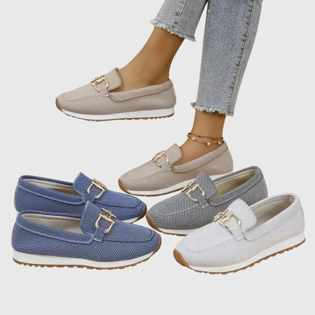 Women's Buckle Detail Work Flat Loafers | Slip On