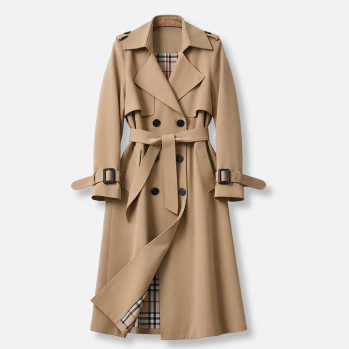 Women’s Belted Long Winter Trench Coat | Double Breasted