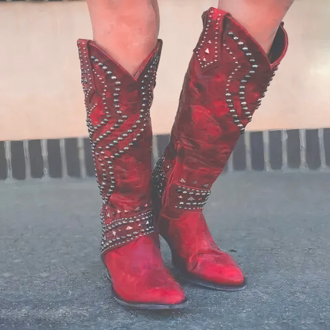 Women's Boho Knee High Cowboy Boots | Pointed Toe