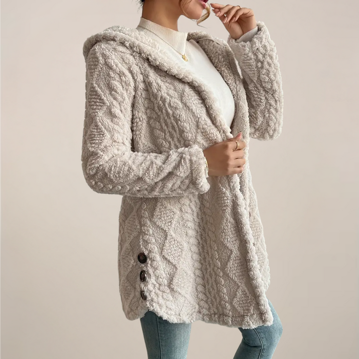 Women’s Textured Hooded Longline Cardigan | Open-Front