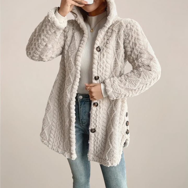 Women’s Textured Hooded Longline Cardigan | Open-Front