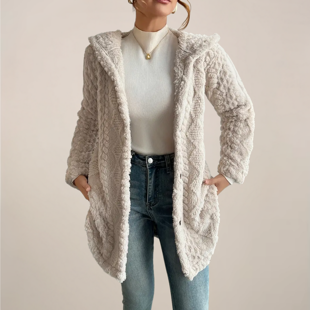 Women’s Textured Hooded Longline Cardigan | Open-Front