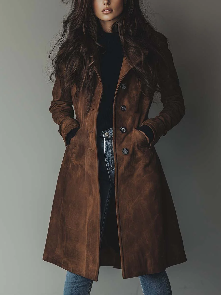 Women’s Winter Long Trench Coat | Button Up