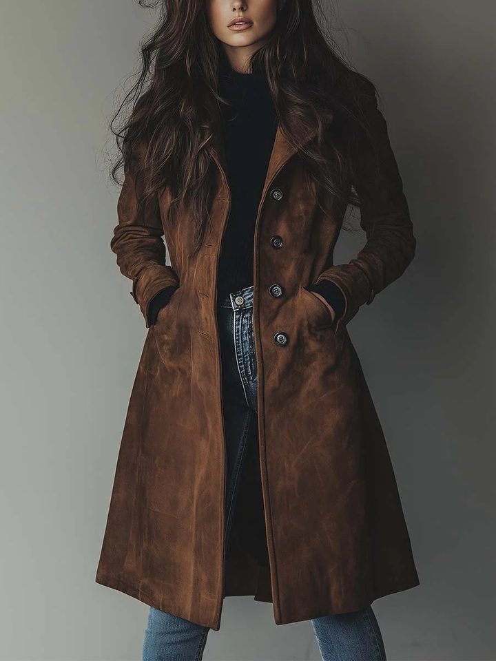 Women’s Winter Long Trench Coat | Button Up