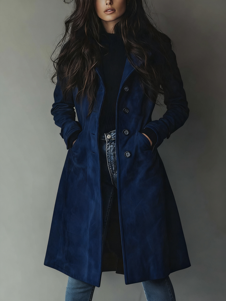 Women’s Winter Long Trench Coat | Button Up