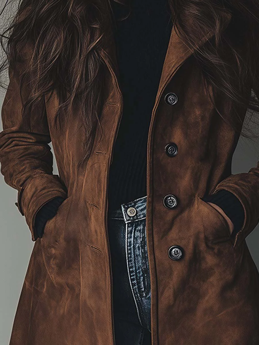 Women’s Winter Long Trench Coat | Button Up