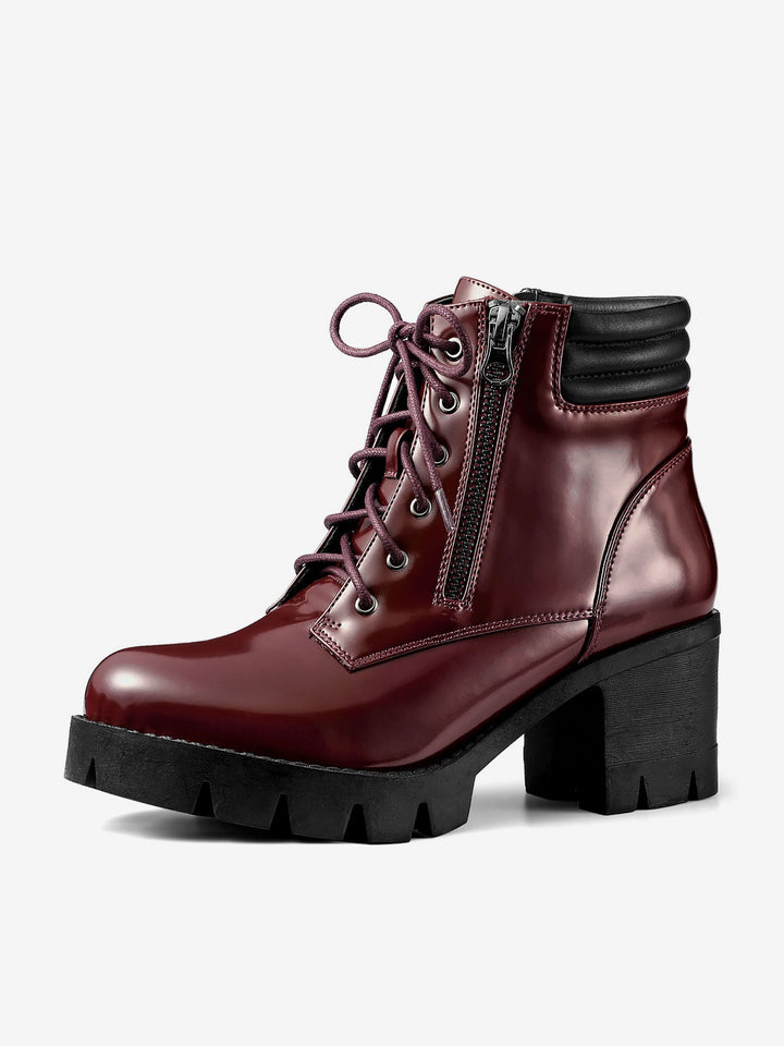 Women's Lace Up Combat Chunky Ankle Boots | Platform