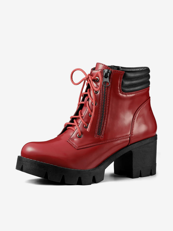 Women's Lace Up Combat Chunky Ankle Boots | Platform