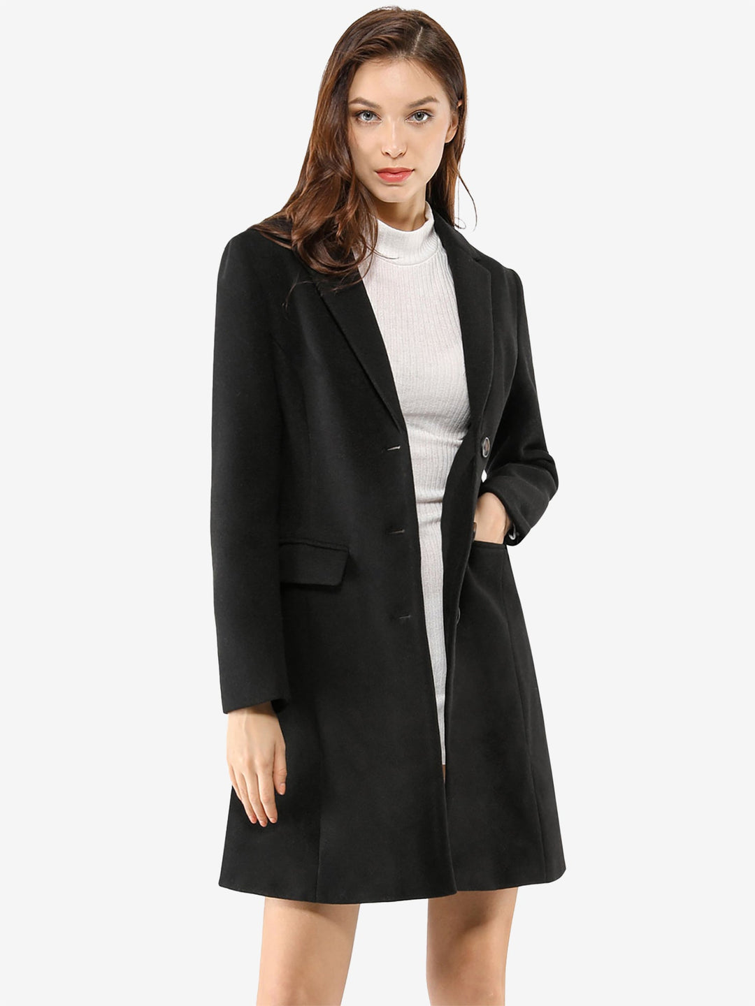Women's Button Single Breasted Pea Coat | Winter