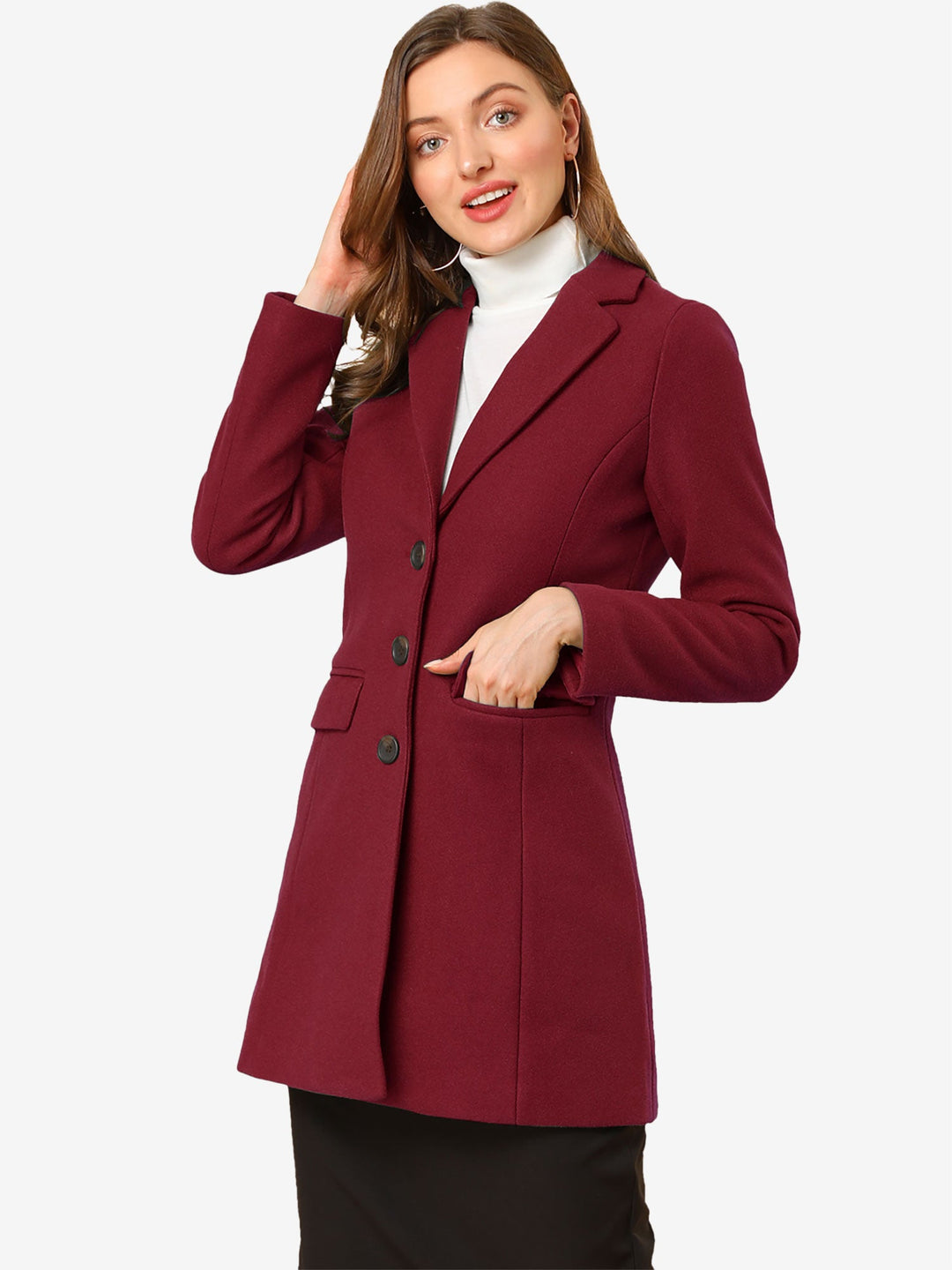 Women's Button Single Breasted Pea Coat | Winter