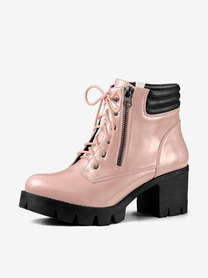 Women's Lace Up Combat Chunky Ankle Boots | Platform