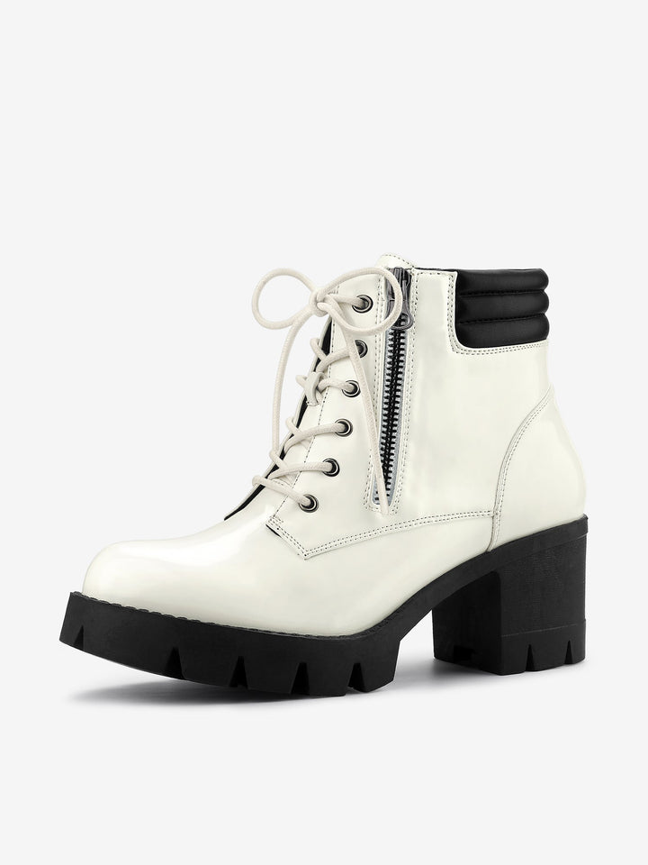 Women's Lace Up Combat Chunky Ankle Boots | Platform
