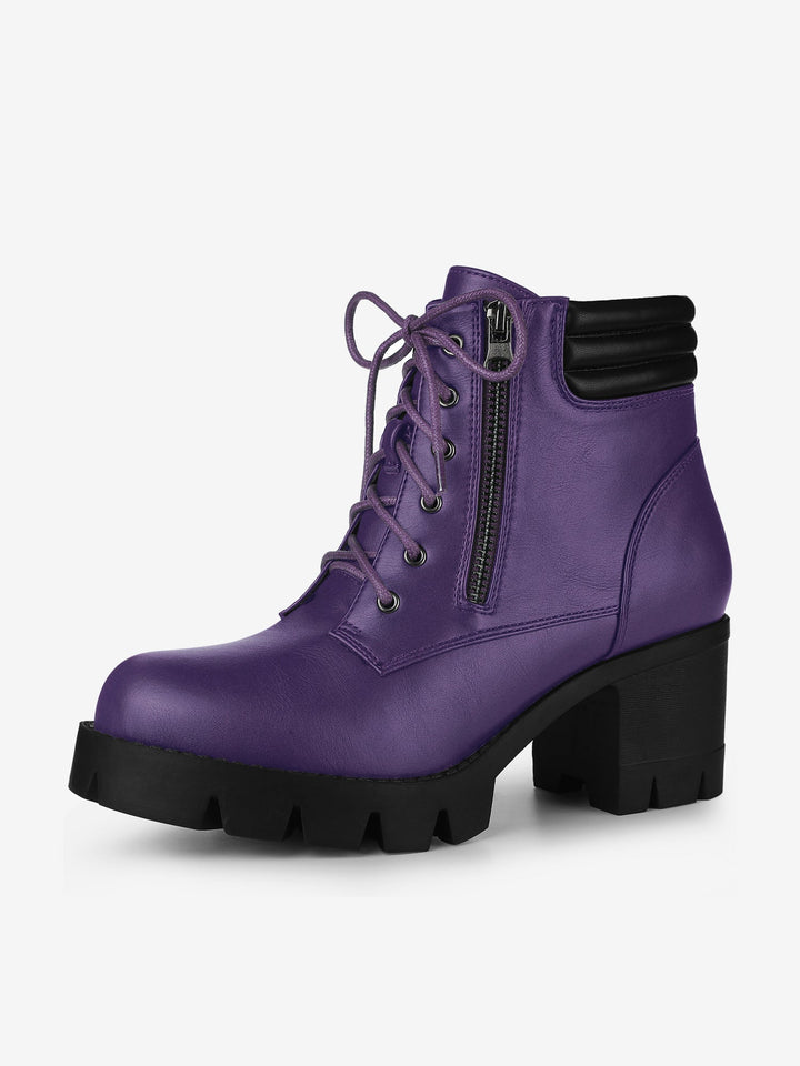 Women's Lace Up Combat Chunky Ankle Boots | Platform