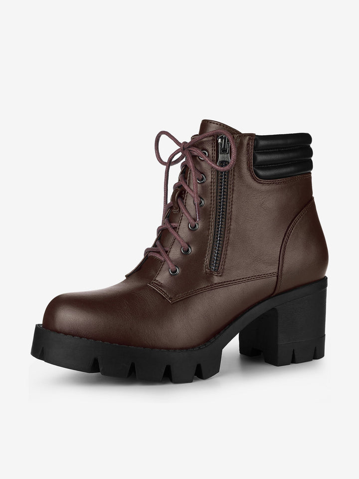 Women's Lace Up Combat Chunky Ankle Boots | Platform