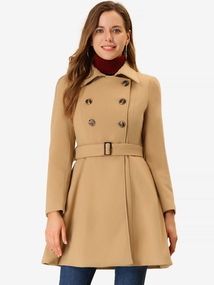 Women's Belted Double Breasted Winter Coat | Long