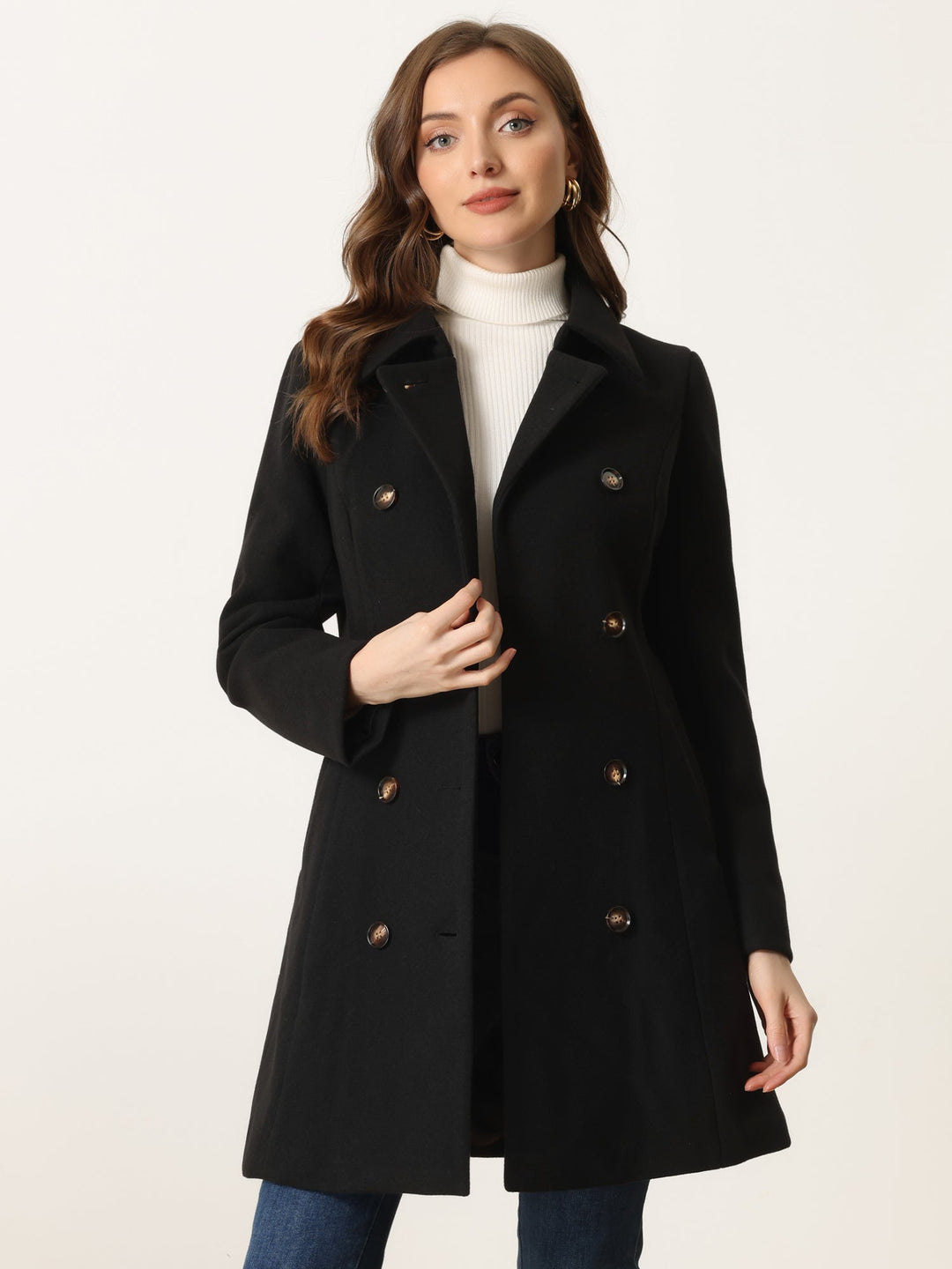 Women's Double Breasted Long Trench Coat | Winter