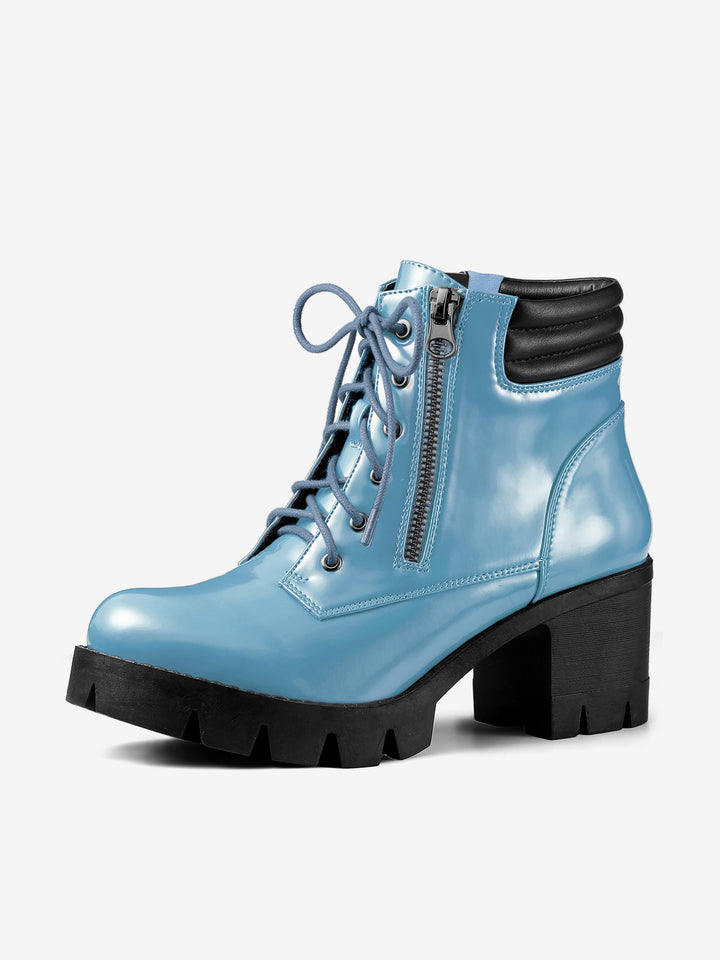 Women's Lace Up Combat Chunky Ankle Boots | Platform