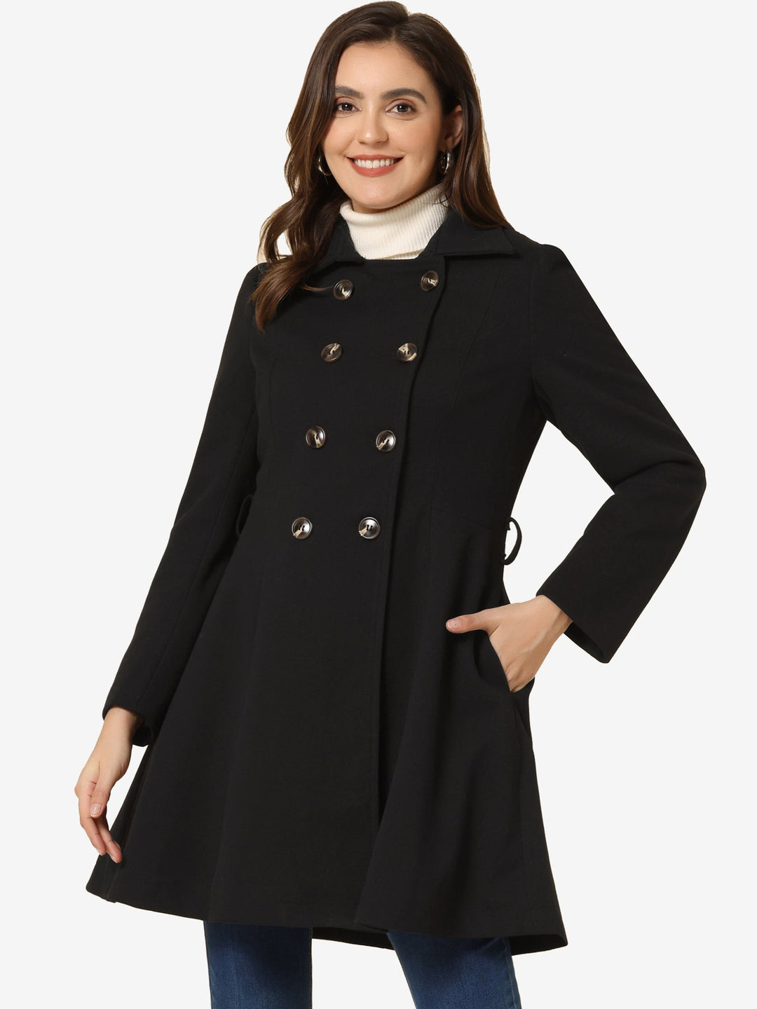 Women's Belted Double Breasted Winter Coat | Long