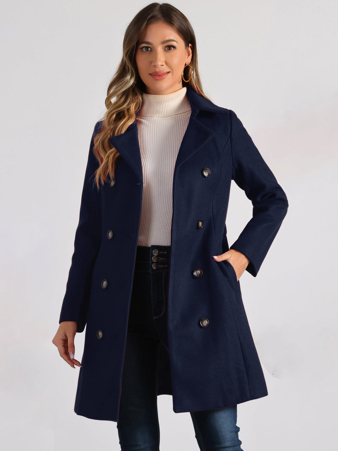 Women's Double Breasted Long Trench Coat | Winter
