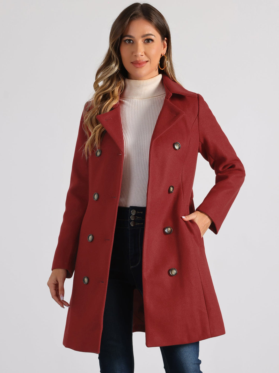 Women's Double Breasted Long Trench Coat | Winter