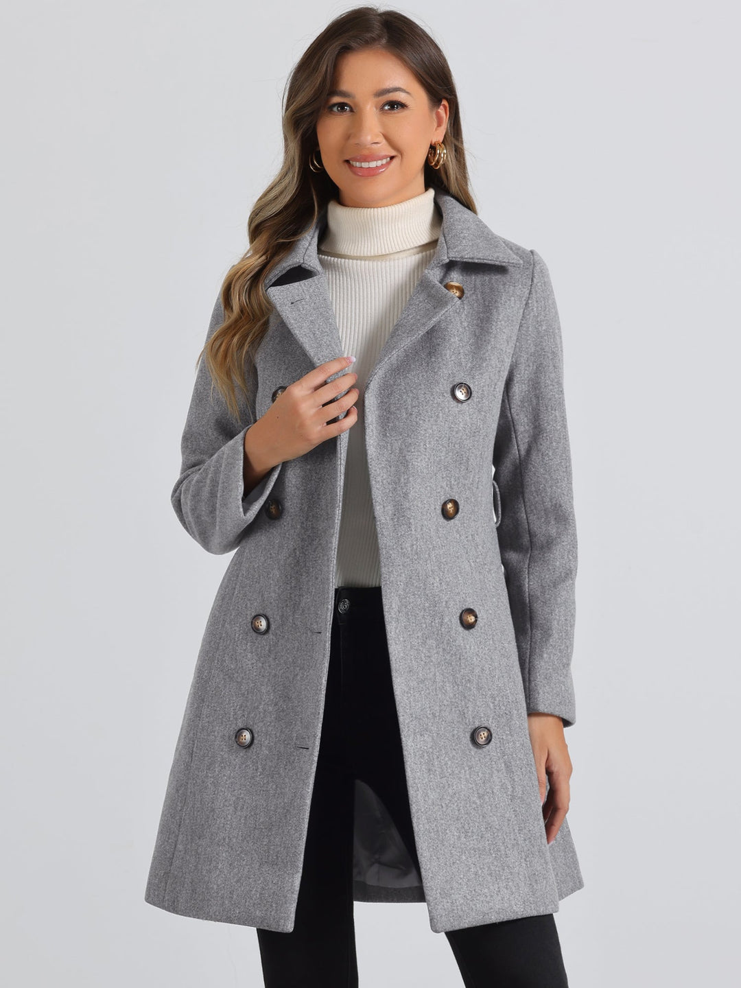 Women's Double Breasted Long Trench Coat | Winter