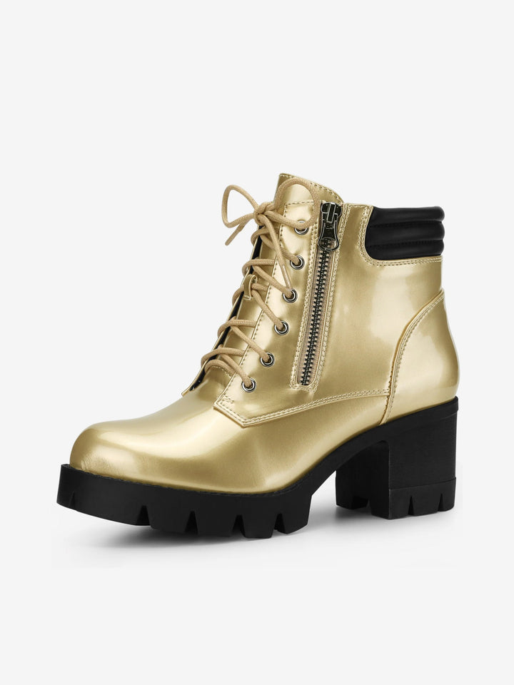 Women's Lace Up Combat Chunky Ankle Boots | Platform