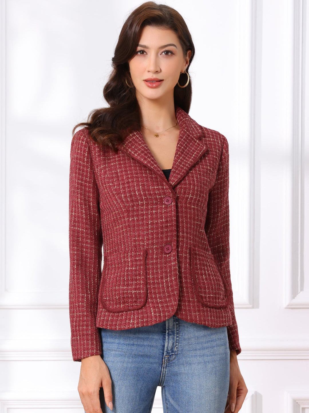 Women's Textured Long Sleeve Knitted Blazer | Tailored