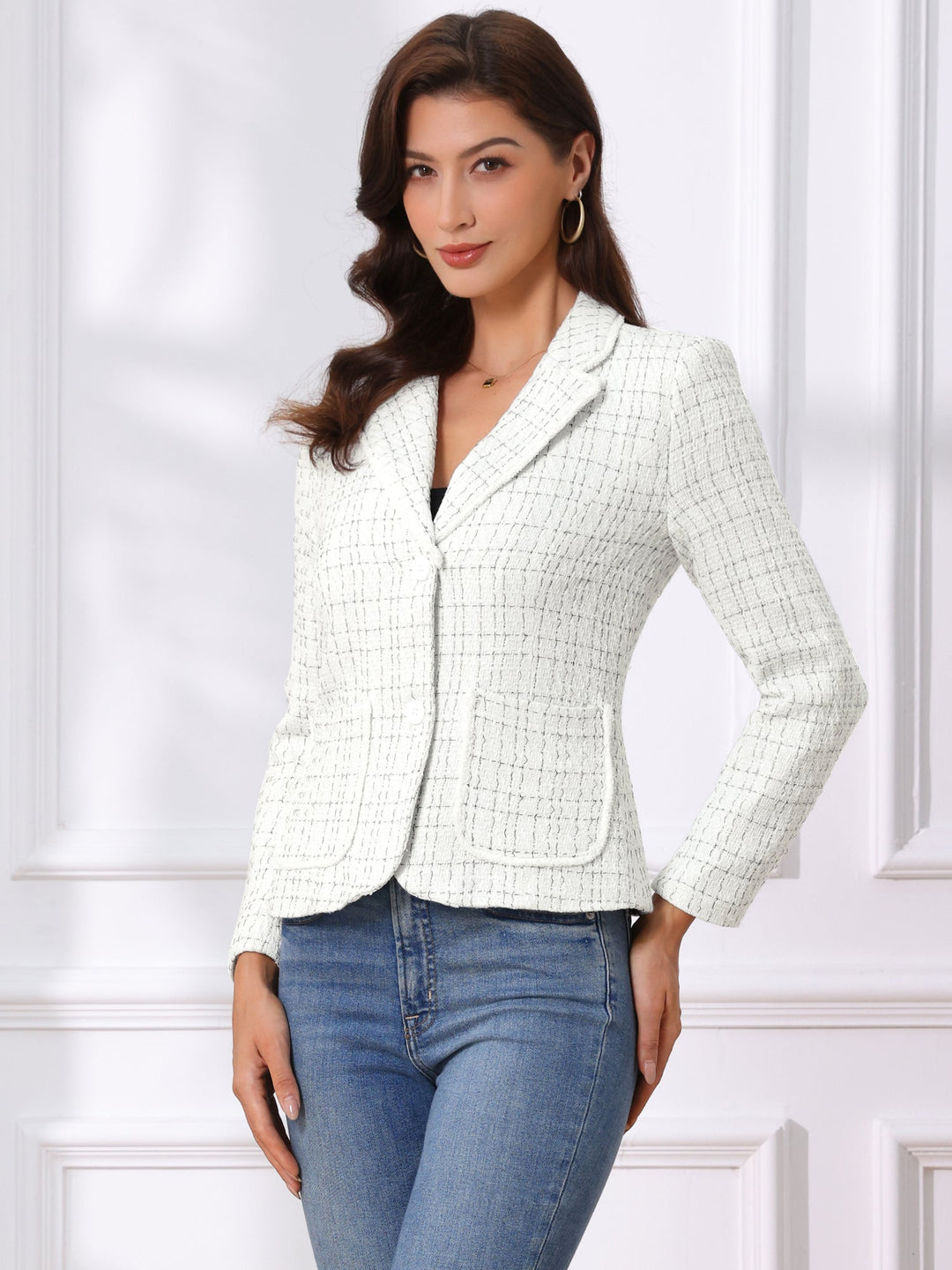 Women's Textured Long Sleeve Knitted Blazer | Tailored