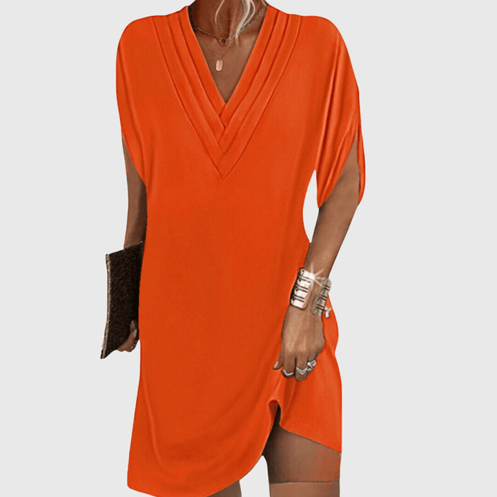 Women's Elegant Loose Fit V-Neck Dress | Mini