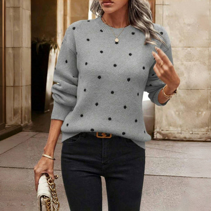 Women's Polka Dot Crew Neck Sweater | Casual