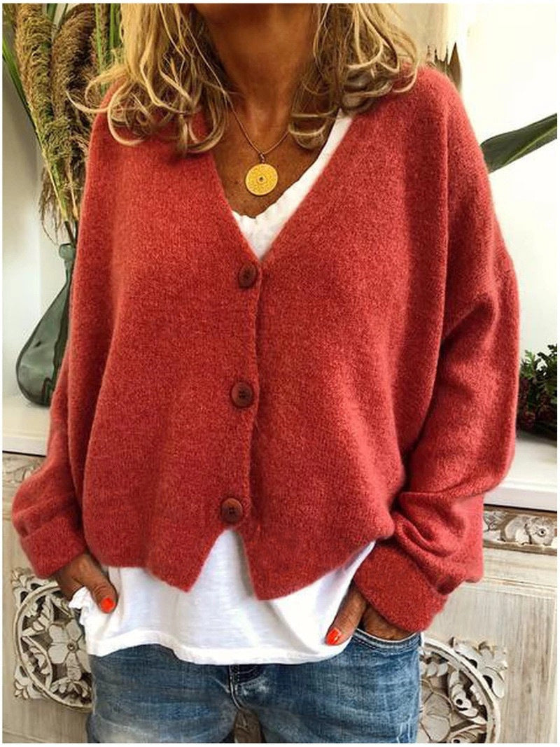 Women's Cropped Button Front Cardigan | V-Neck