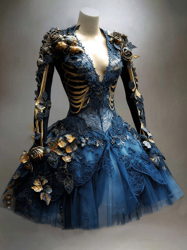 Women's Vintage Long Sleeve Mini Dress | Halloween