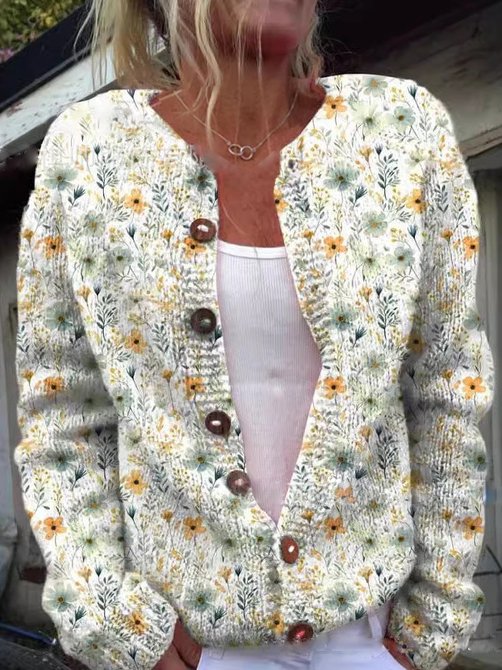 Women's Knit Button Patterned Cardigan | Winter