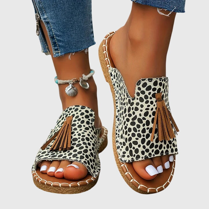 Women's Boho Tassel Detail Slide Sandals | Slip On